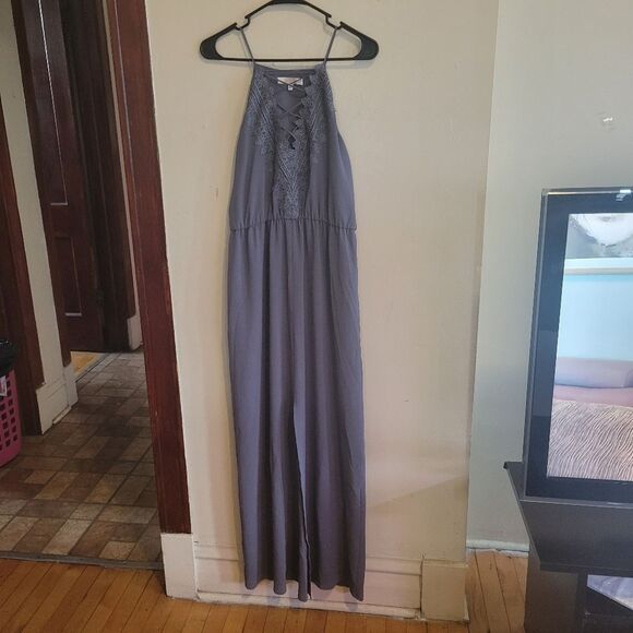 WAYF Posie Grey Grisaille Corset Slit Maxi Dress Size Medium - Picture 2 of 9